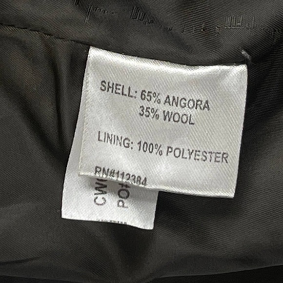 Calvin Klein Angora Wool Blend Trench Coat Olive Green Sz L Mob Wife Mock Neck - Picture 12 of 14